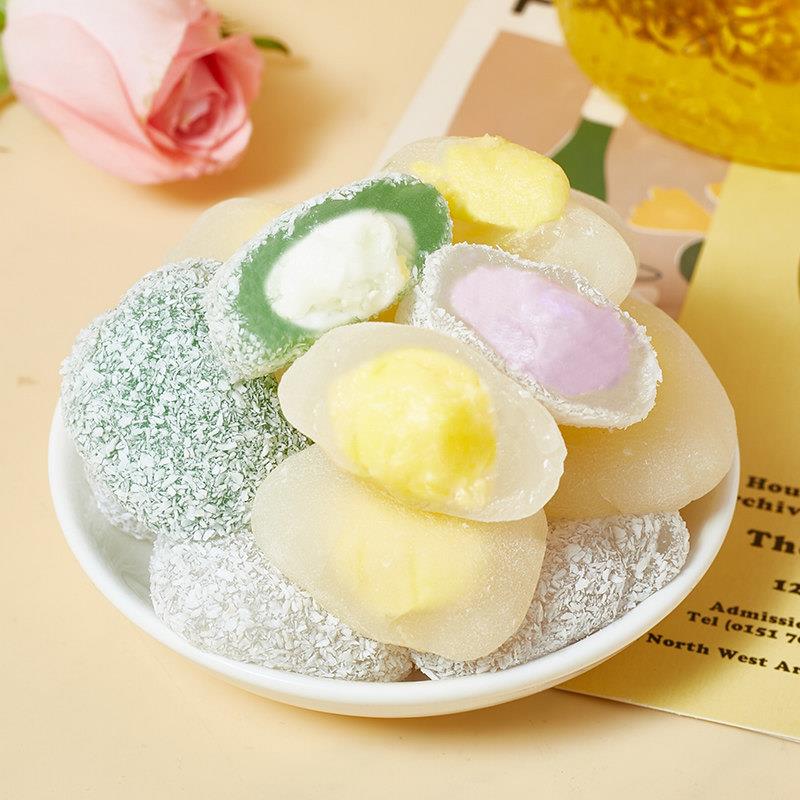冰皮大福泡芙混合口味牛油果芋泥榴莲味雪媚娘零食麻薯