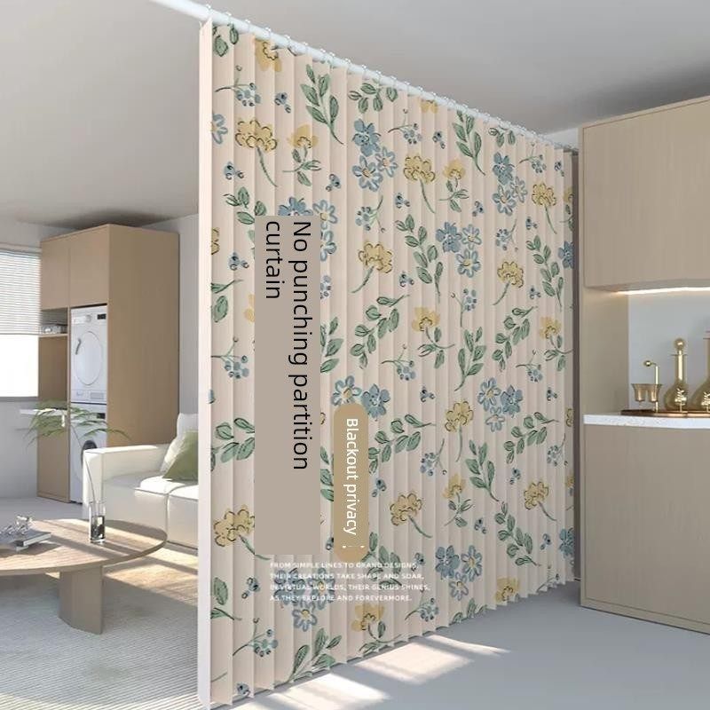 租房隔断帘屏风帘分间遮挡可移动免打孔安装床帘子家用卧室分割帘