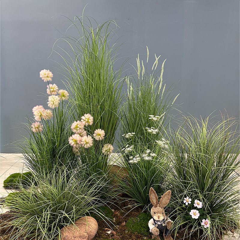 仿真狗尾巴草假花塑料绿植盆栽摆件室内客厅落地装饰品户外草坪