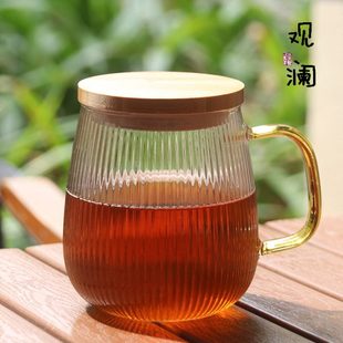 大容量家用玻璃杯子牛奶杯早餐杯男女办公花茶杯带把泡茶杯喝水杯