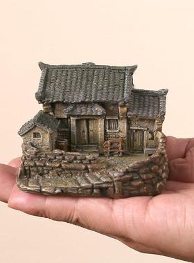 迷你农家院子房子盆栽盆景造景装饰摆饰鱼缸茶几茶宠茶盘小礼品