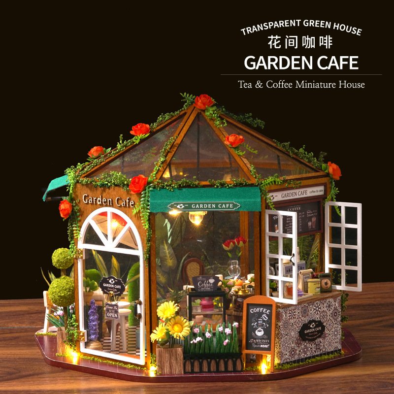 智趣屋新款DIY小屋木质手工拼装建筑模型花间咖啡创意送礼物女生