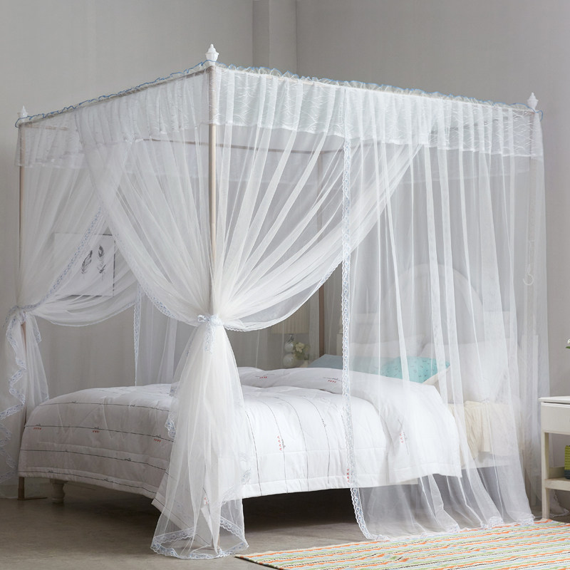 蚊帐1.8m床双人家用落地支架加密加厚蚊帐2.0x2.2三开门纹账夏季