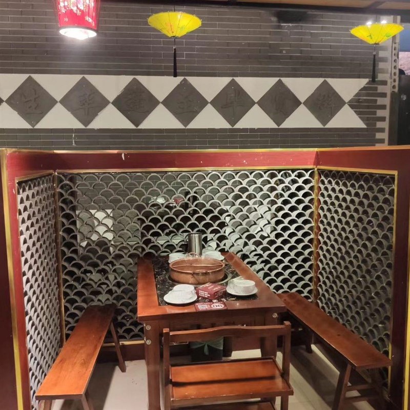 瓦片装饰立瓦半圆筒瓦铺地立瓦仿古D青瓦墙面砖瓦青瓦拼窗装饰立