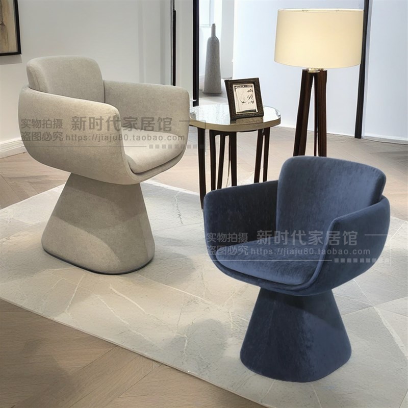 北欧轻奢布艺沙发椅样板房客v厅阳台休闲椅酒店美容会所接待单人