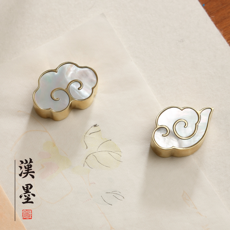 祥云贝彩黄铜镇尺 压纸镇尺书法学生文房四宝文房Y摆件镇尺一对