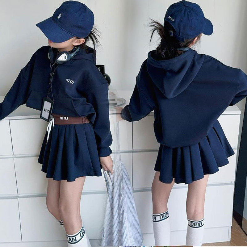 女童卫衣套装秋装2026新款儿童春秋季洋气时髦百褶裙子两件套大童