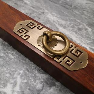 彷古纯铜拉环全铜回纹条整体橱柜门拉手古铜色鞋柜单孔黄铜把手一