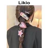 沈月同款 发夹侧边发夹浏海夹头饰醋酸 线边夹 原创设计 毛线