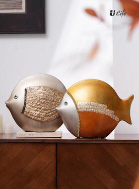 高档欧式摆件创意陶瓷摆设客厅工艺品情侣鱼电视柜酒柜玄关结婚