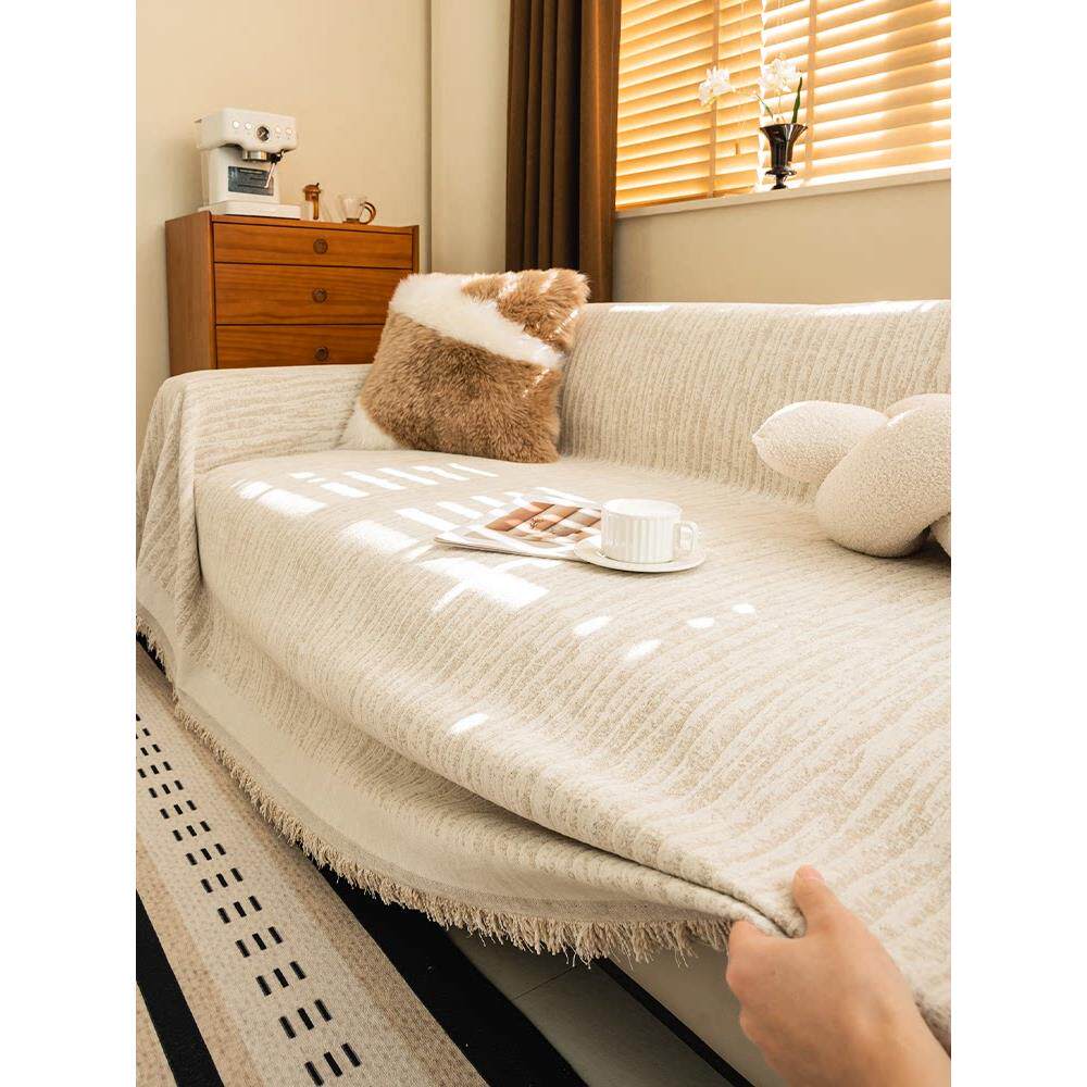 四季通用高端雪尼尔沙发套垫防猫抓沙发套布2025新款防滑套垫毛巾