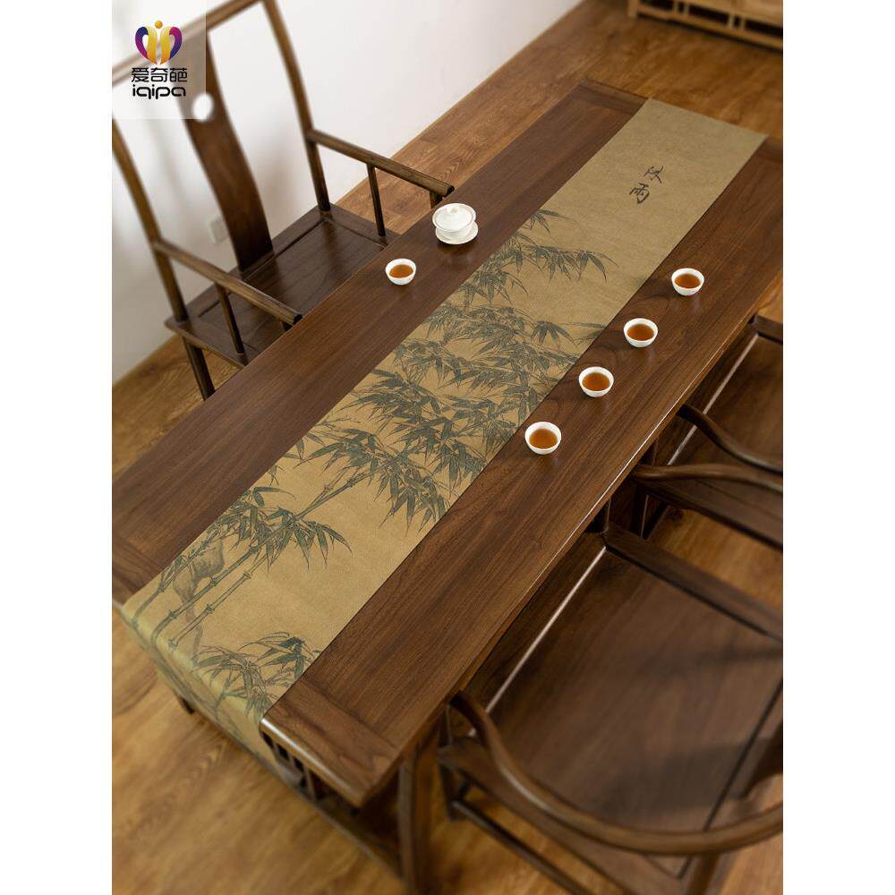 伊奇帕木玉柱图片桌旗新中国风禅宗茶席席防水桌布茶桌茶旗靠垫
