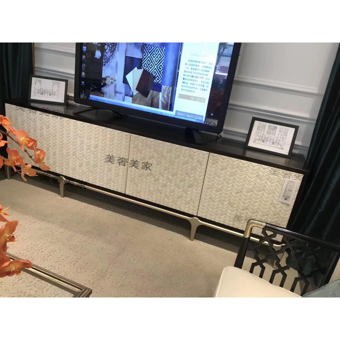 定制美式轻奢简约现代后现代客厅电视柜矮柜新古典纯实木电视机柜