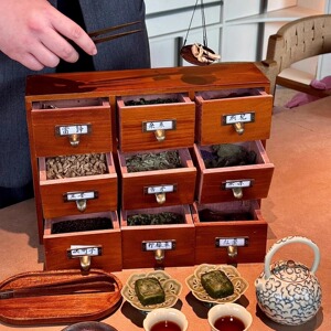 餐厅创意实木中药餐前点心盒法式西餐高级感下午茶配料展示盘餐具