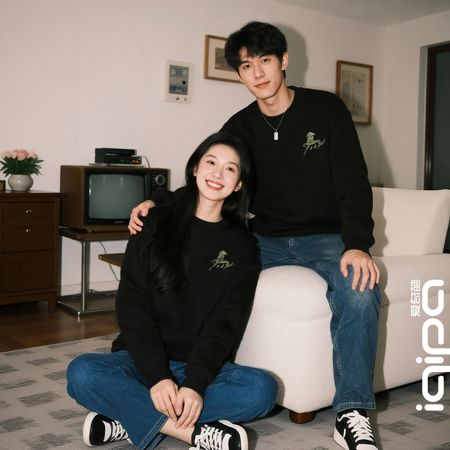 爱奇葩原创卫衣马年限定驰笔男女同款纯棉休闲文创圆领卫衣文化衫