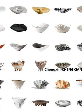 现代简约手工陶瓷几何果盘收纳置物花器创意摆件桌面茶几酒店民宿