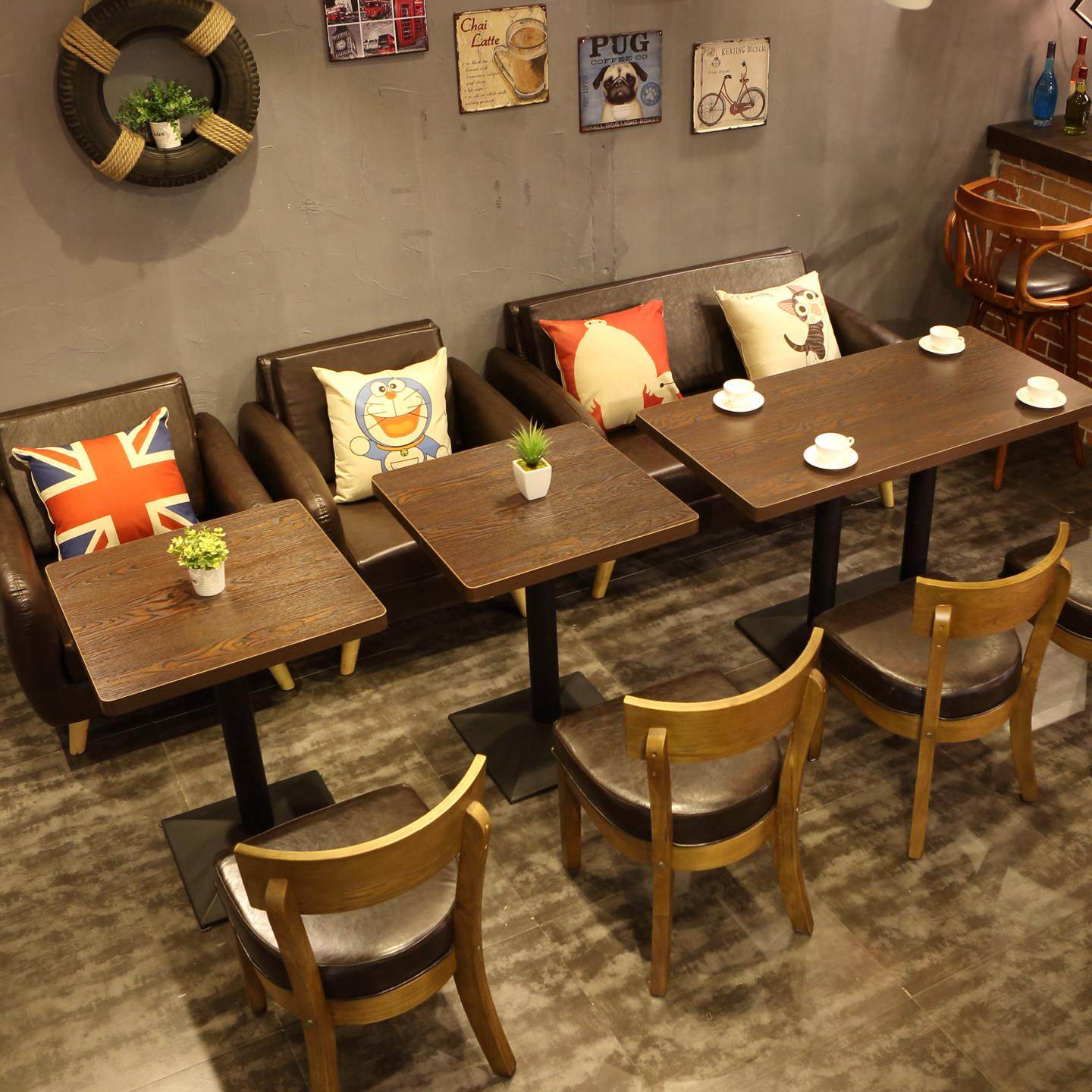 咖啡厅桌椅西餐厅茶馆酒馆餐桌实木椅子商业桌椅组合摊位沙发,商业/办公家具,商用餐椅,淘宝优惠券,粉丝福利购,淘宝优惠卷