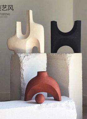 现代简约磨砂几何陶瓷摆饰家居客厅样板房样品屋展示中心酒店书柜