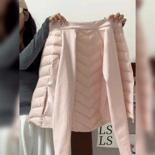 粉色轻薄排骨羽绒服女款冲锋衣羽绒内胆冬季加厚外套修身收腰穿搭