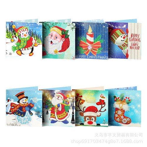 新款钻石画贺卡 手工制作DIY 卡通气球生日祝福礼品卡片 圣诞贺卡