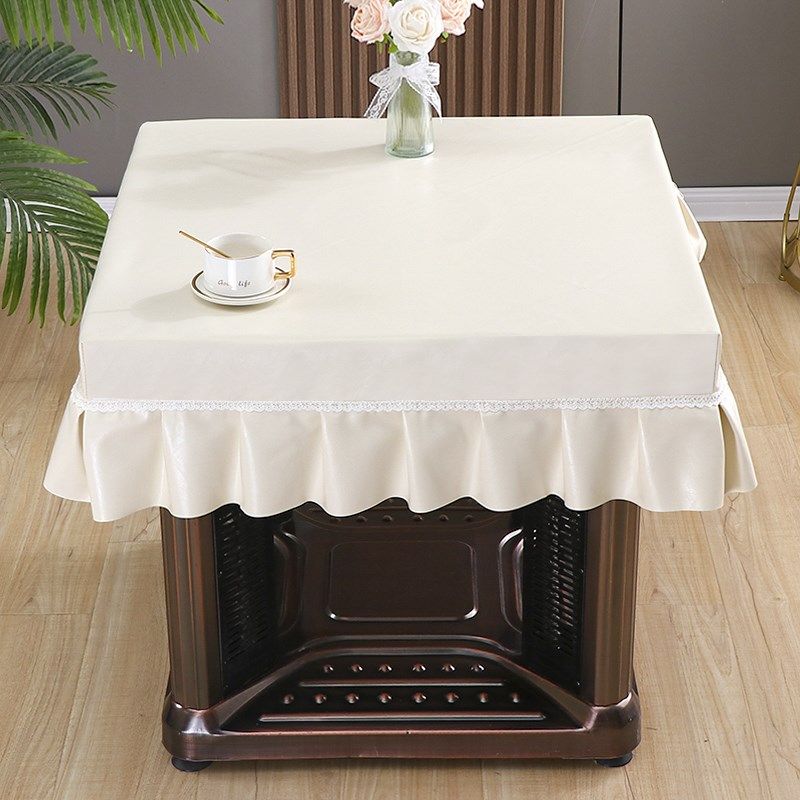 PU皮革电暖炉罩烤火桌布正方形防水防油烤火罩麻将机桌布电炉罩套