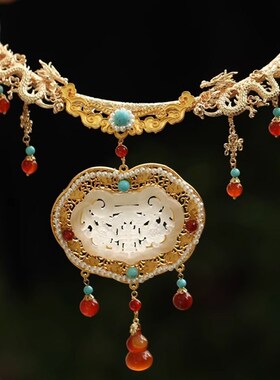 金玉良缘 璎珞项圈平安锁吊坠唐风富贵百搭中式复古明清 汉服新娘