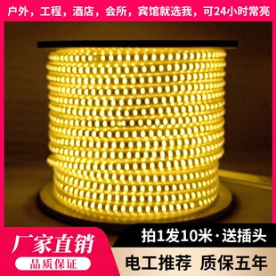 饰家用庭院防水 户外灯带led超亮防水纯色暖光白光室外220v吊顶U装