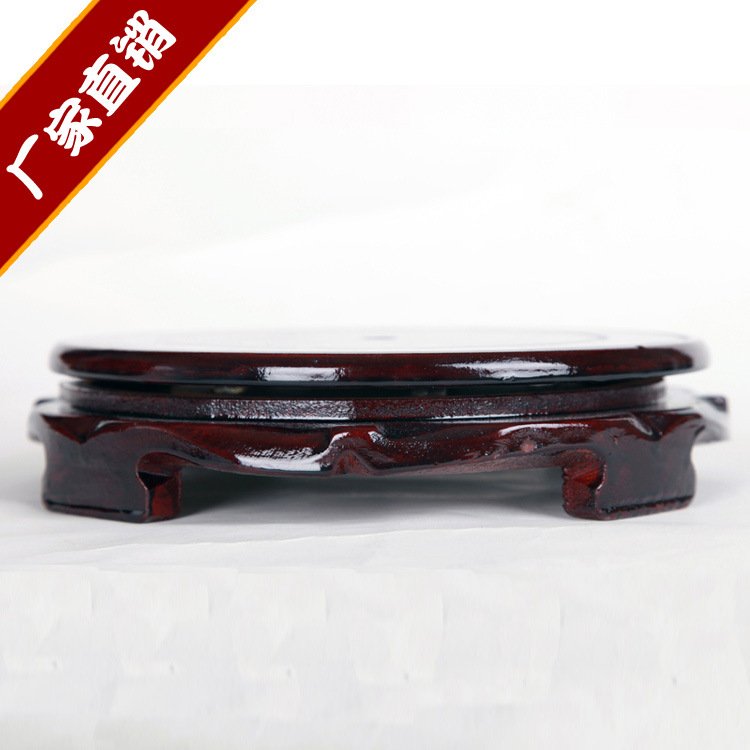 可旋转绿萝铜器摆件底座花盆花瓶鱼缸奇石底座托盘圆形木质托架