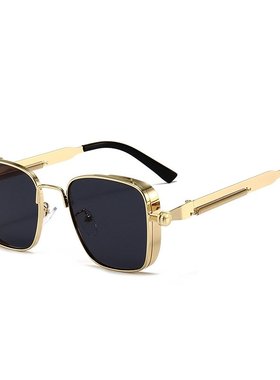 新款复古方框蒸汽朋克男太阳眼镜时尚个性金属欧美印度太阳镜