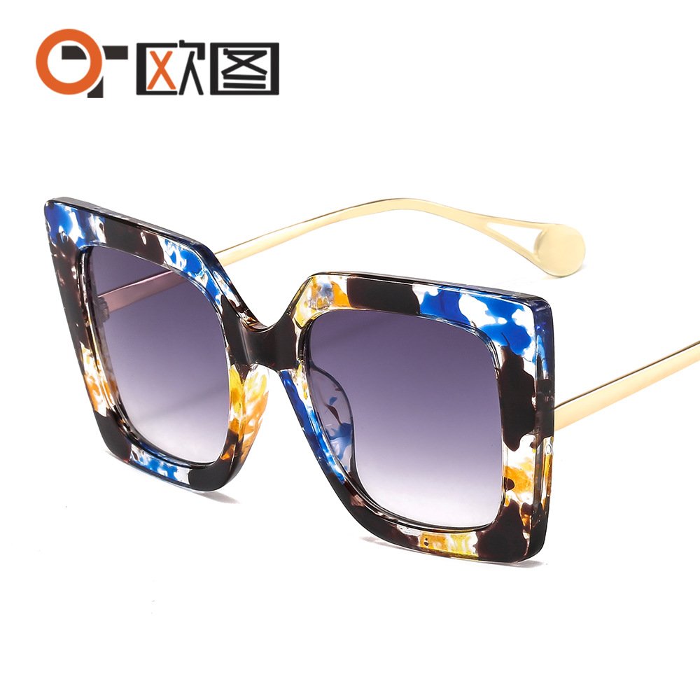 新款时尚太阳镜1916 欧美女式大方框太阳眼镜 跨境潮流平光镜