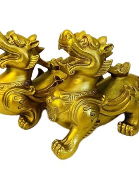 貔貅铜貔貅摆件全铜神兽皮丘一对公母客厅店铺开业送礼工艺品