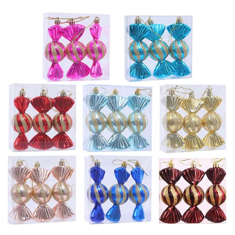 新款圣诞装饰品电镀塑料糖果圣诞树挂件吊饰圣诞节装饰用品现货