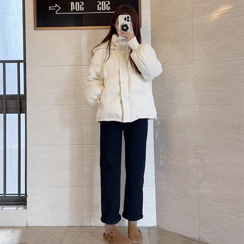 时尚短款大毛领连帽羽绒棉服女冬2023J年新款韩版宽松小个子面包