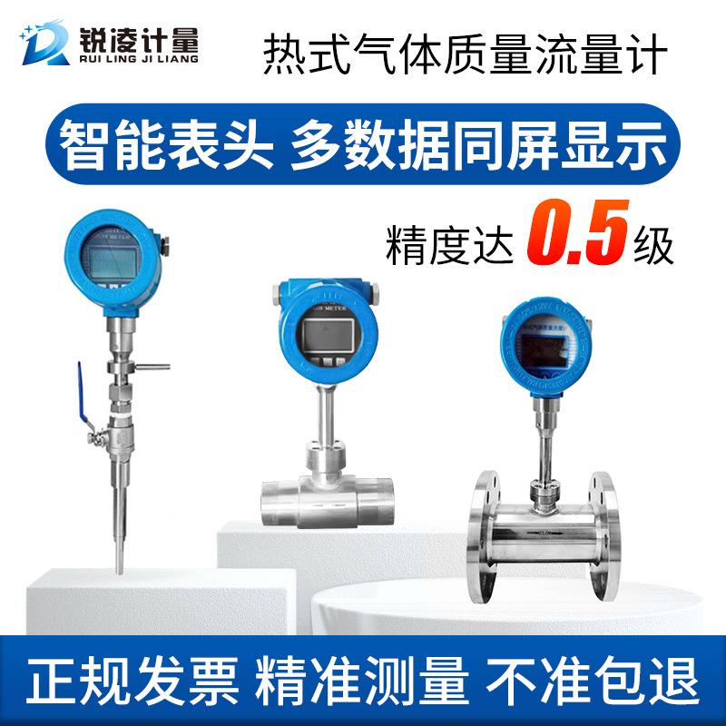 热式气体质量流量计大口径插入式管道气体流量计氮气空气烟气