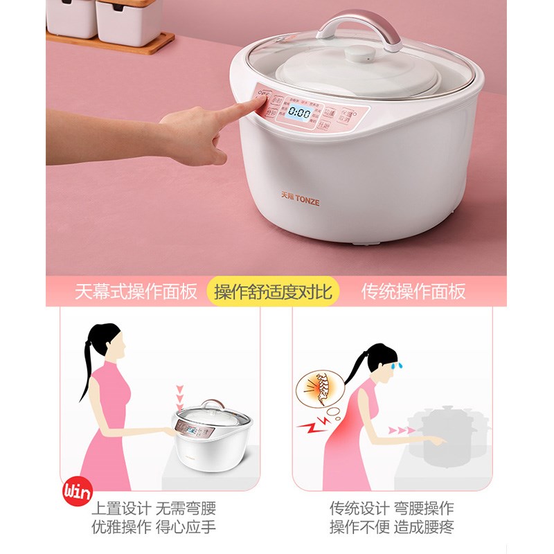 全自动家用电炖盅大容量隔水炖bb煲粥煮辅食宝宝预约电炖锅陶瓷白
