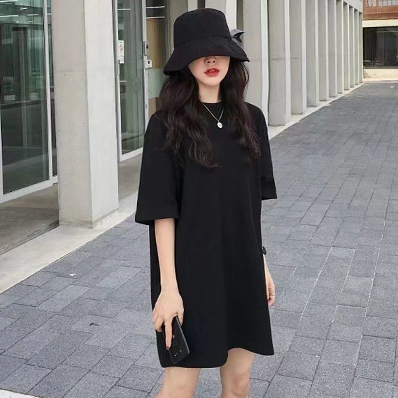 欧货大版下半身失踪t恤女中长款遮屁股宽松大码tT恤裙高个子加长