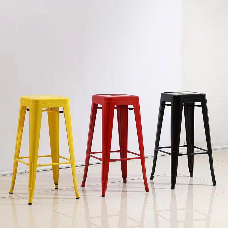 家用铁皮凳子工业风外贸餐椅咖啡厅酒吧铁艺高脚凳吧台椅高脚椅子
