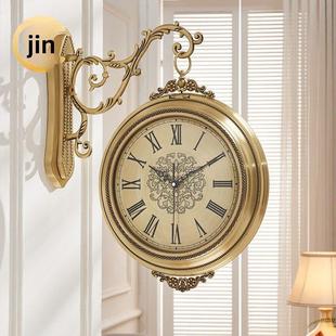 吉江欧式双面黄铜挂钟客厅可访问豪华钟家大型美式钟创意双面钟