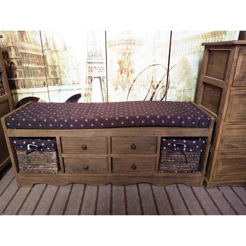 田园收纳沙发凳储物凳换鞋凳加长坐凳门口坐凳整装卧室实木凳子,收纳整理,收纳凳,淘宝优惠券,粉丝福利购,淘宝优惠卷