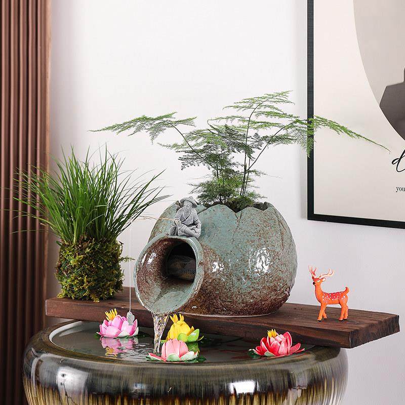 陶瓷罐生态缸古法养鱼开口流水摆件循环造景庭院花园装饰品过滤器,家居饰品,装饰摆件,淘宝优惠券,粉丝福利购,淘宝优惠卷