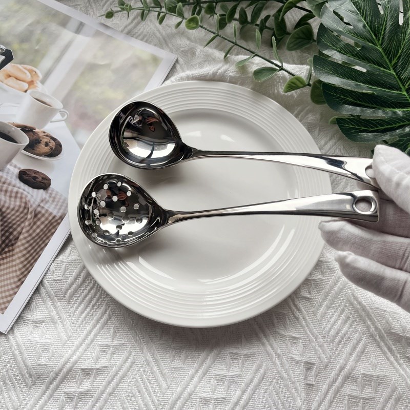 出口18/10不锈钢火锅小汤勺漏勺精致小巧酱汁勺家用盛粥分汤勺