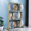 新升级简易双层移动挂衣架升降调节室内三层凉衣架置地晾晒挂衣杆