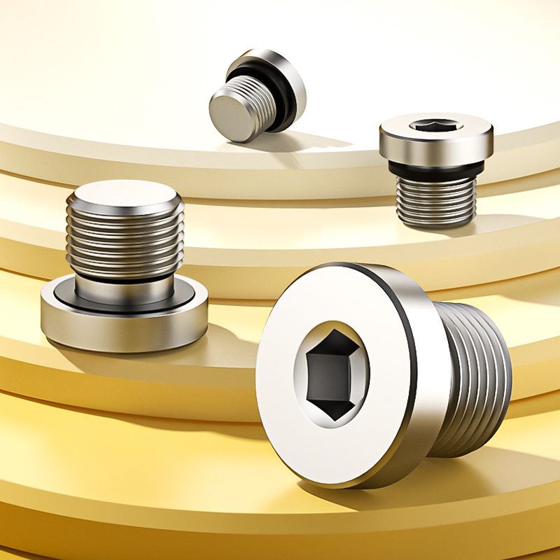 304不锈钢内六角ED圈密封堵头带法兰边油塞闷头丝堵螺塞G1分2寸M8