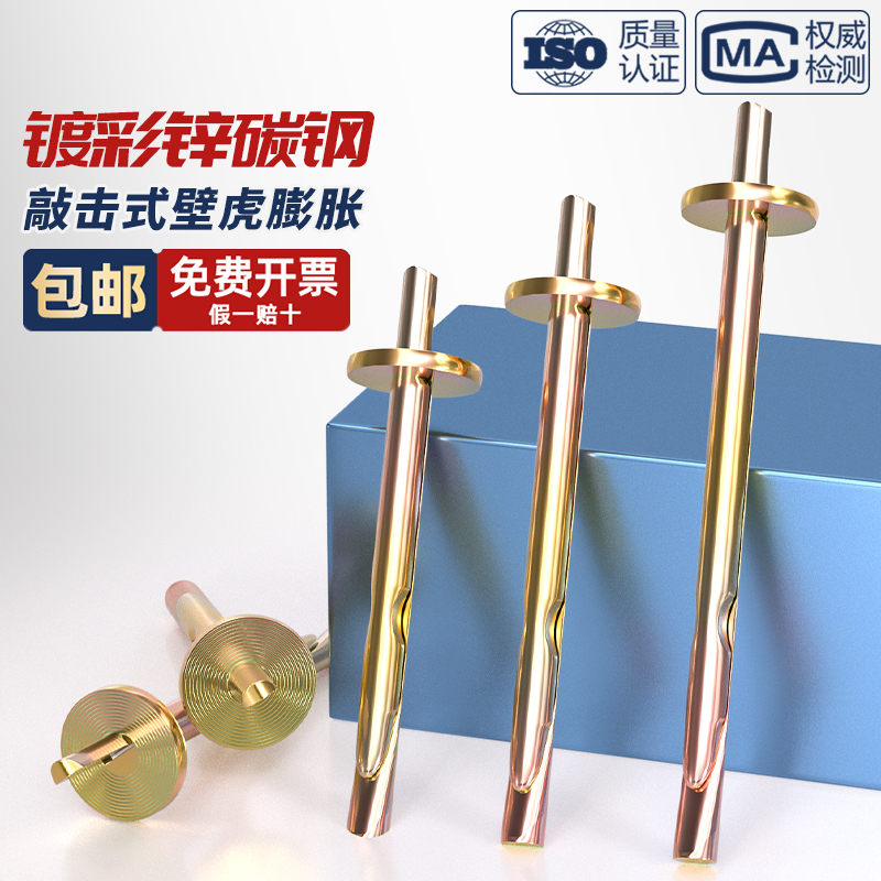 彩锌插片壁虎膨胀螺丝敲击式膨胀钉水泥墙快速打入式膨胀螺栓6mm