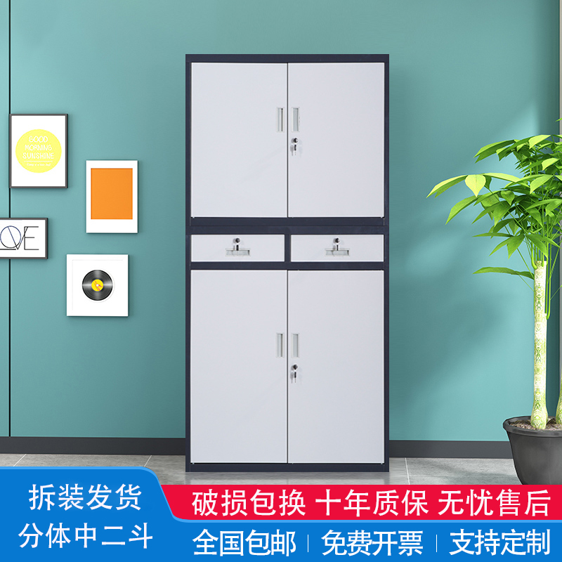新款分体文件柜铁皮柜资料柜档案柜仪器柜拆装组合双色加厚凭证柜