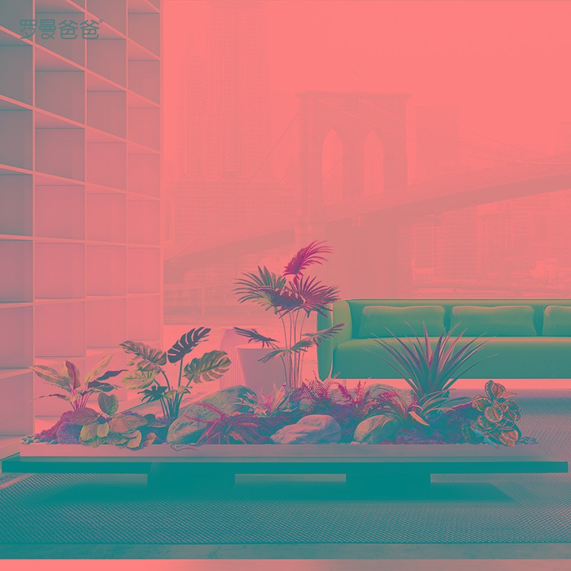 罗曼爸爸仿真植物龟背竹造景北欧室内楼梯装饰景观落地绿植摆件