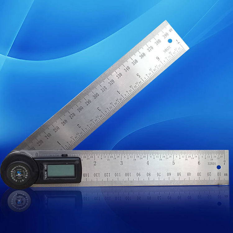 上测数显角度尺电子量角器360度木工划线不锈钢角尺200/300/500mm