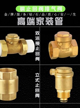 DN15/20/25铜活接止回阀 卧式立式单向阀 排气阀 PPR水管暖气配件