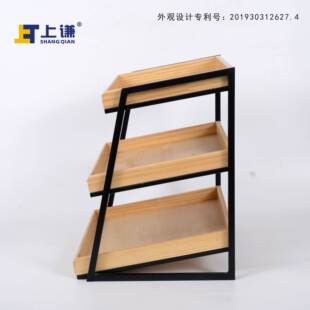 A蛋10L三层松木面盘铁架面包糕GRQ斜干点水果店展架示商用小型展