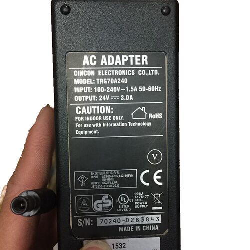 适用于美国TSI-8530粉尘PM测试仪TRG70A240电源适配器24V3A电源线